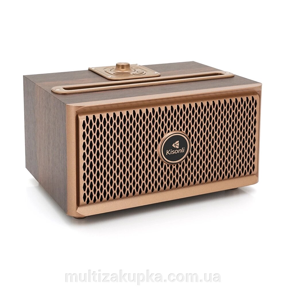 Колонка Kisonli G1 Bluetooth 5.0, 2х10W, 1500mAh, USB/TF/BT/FM/AUX, DC: 5V, Dark wood, BOX, Q24 від компанії Mультізакупка - фото 1