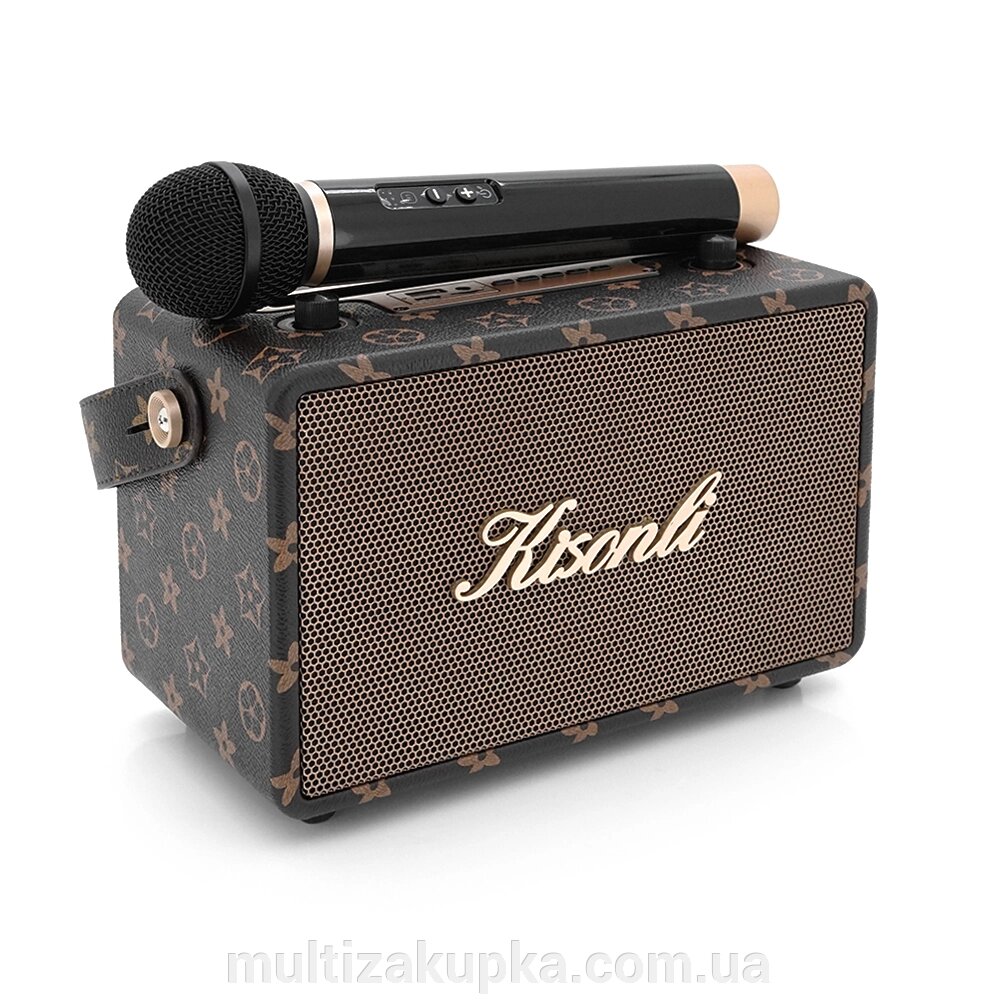 Колонка Kisonli G100 Bluetooth 5.0, 2х10W, 1800mAh, USB/TF/BT/AUX, DC: 5V/1A, Brown, BOX, Q12 від компанії Mультізакупка - фото 1