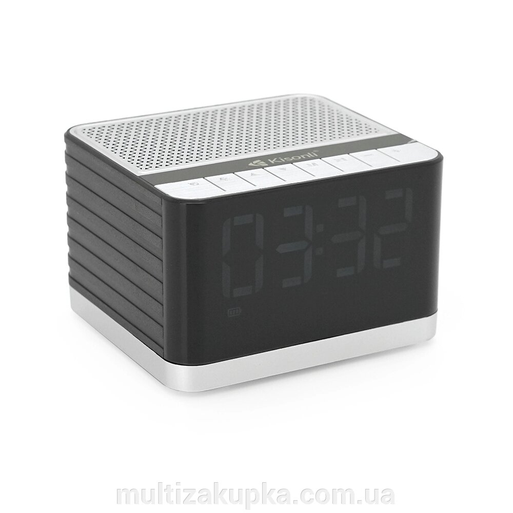 Колонка Kisonli G8 Bluetooth 5.0, 1х5W, 2000mAh, USB/TF/BT/FM/AUX/LCD/Clock, DC: 5V/1A, Black,, BOX, Q40 від компанії Mультізакупка - фото 1