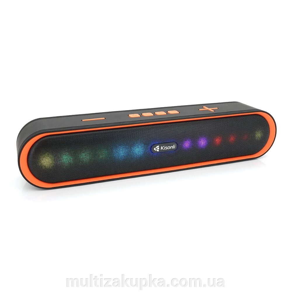 Колонка Kisonli LED-915 Bluetooth 5.0, 2х5W, 1200mAh, USB/TF/BT/FM/AUX, DC: 5V/1A, Orange, BOX, Q30 від компанії Mультізакупка - фото 1