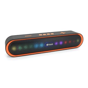 Колонка kisonli LED-915 bluetooth 5.0, 2х5W, 1200mah, USB/TF/BT/FM/AUX, DC: 5V/1A, orange, BOX, Q30