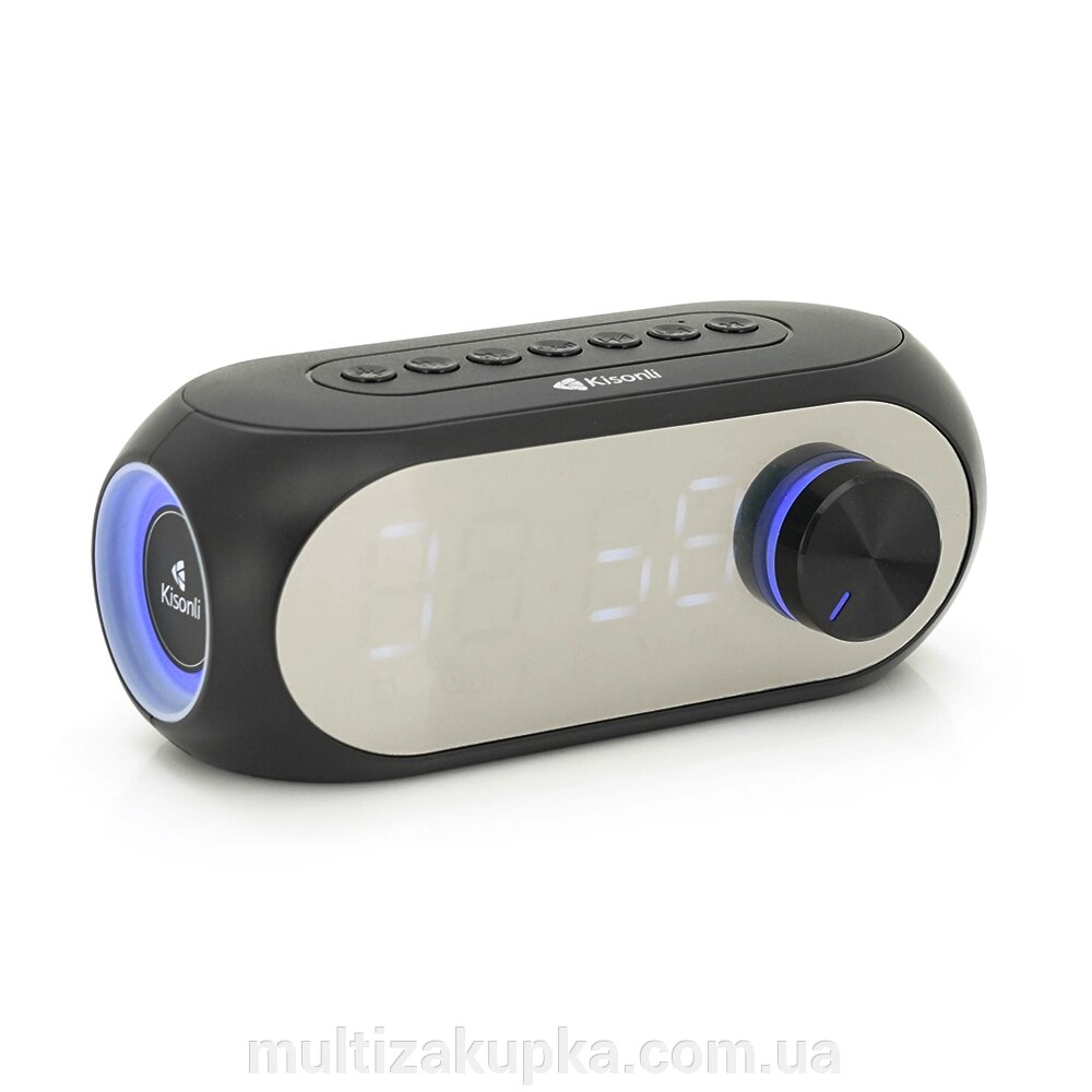 Колонка Kisonli LP-2S Bluetooth 5.0, 1х5W, 1200mAh, USB/TF/BT/FM/AUX/LCD/Clock, DC: 5V, Black, BOX, Q60 від компанії Mультізакупка - фото 1