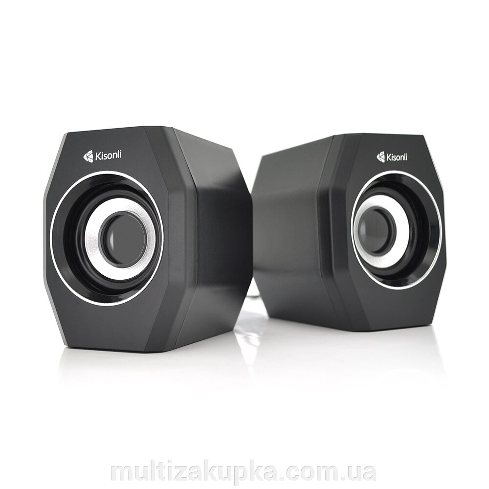 Колонки 2.0 Kisonli A-101S для ПК і ноутбука, USB + 3.5mm, 2x3.5W, 20Hz- 20KHz, Black, BOX, Q80 від компанії Mультізакупка - фото 1