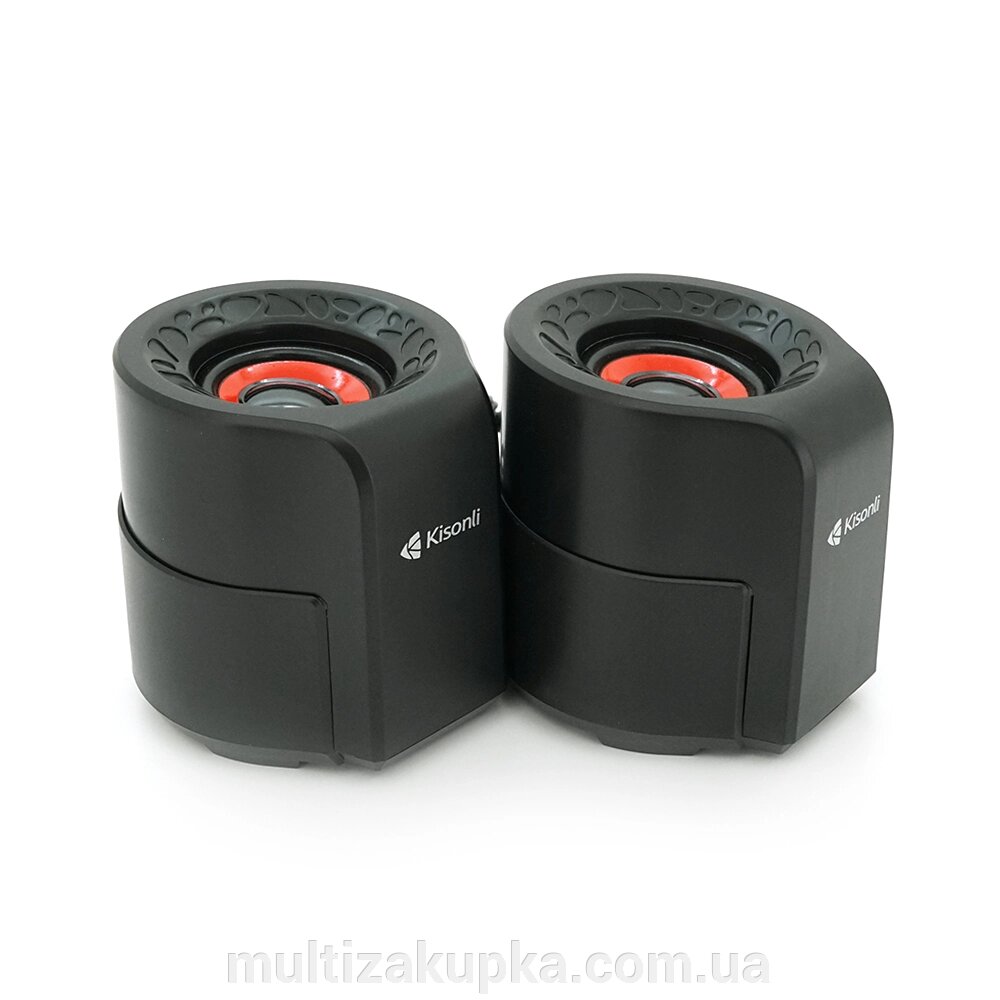 Колонки 2.0 Kisonli A-909 для ПК та ноутбука, USB + 3.5mm, 2x3W, 20Hz-20KHz, 190х95х110mm, black від компанії Mультізакупка - фото 1