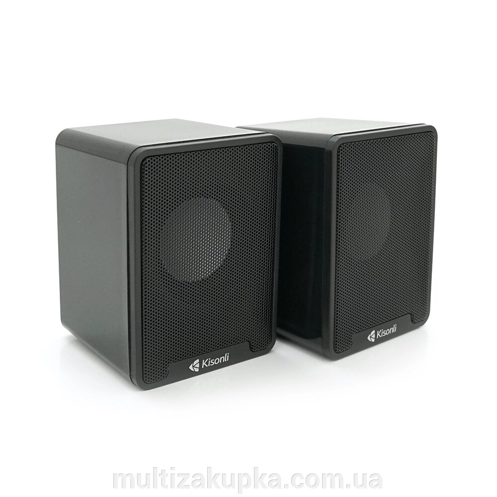 Колонки 2.0 Kisonli K100 для ПК та ноутбука, USB + 3.5mm, 2x3W, 20Hz-20KHz, 80х80х100mm, black від компанії Mультізакупка - фото 1