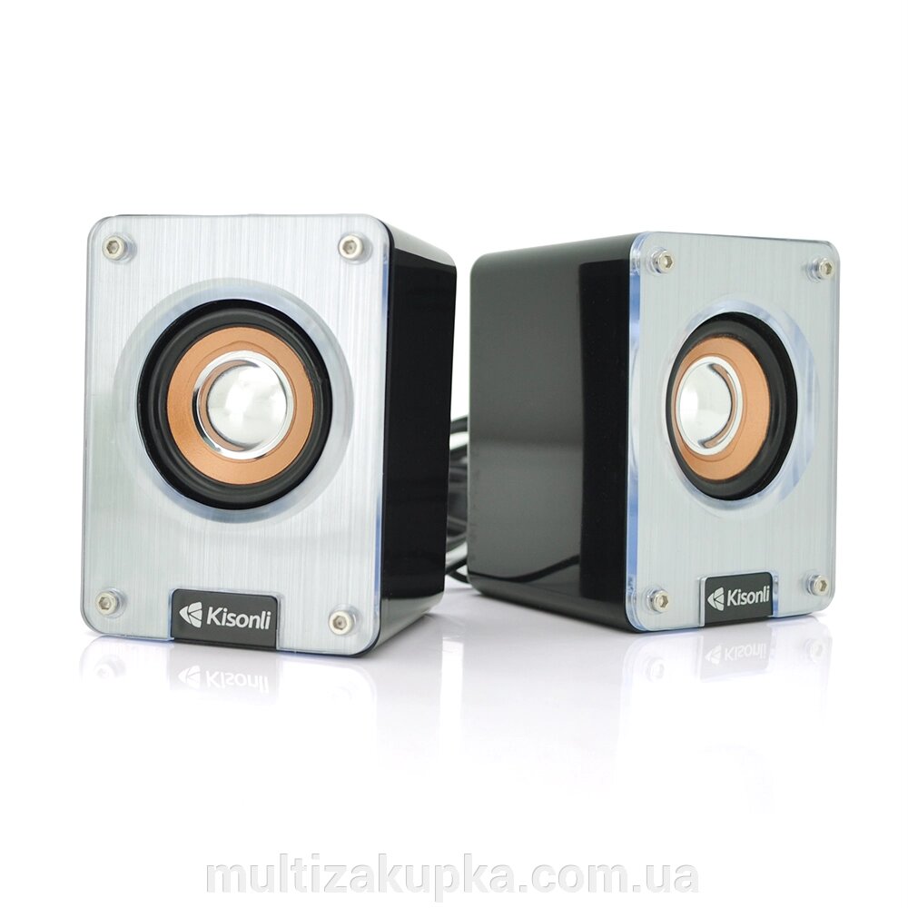 Колонки 2.0 Kisonli K500, для ПК і ноутбука, USB + 3.5mm, 2x3W, 20Hz- 20KHz, Black, BOX, Q50 від компанії Mультізакупка - фото 1