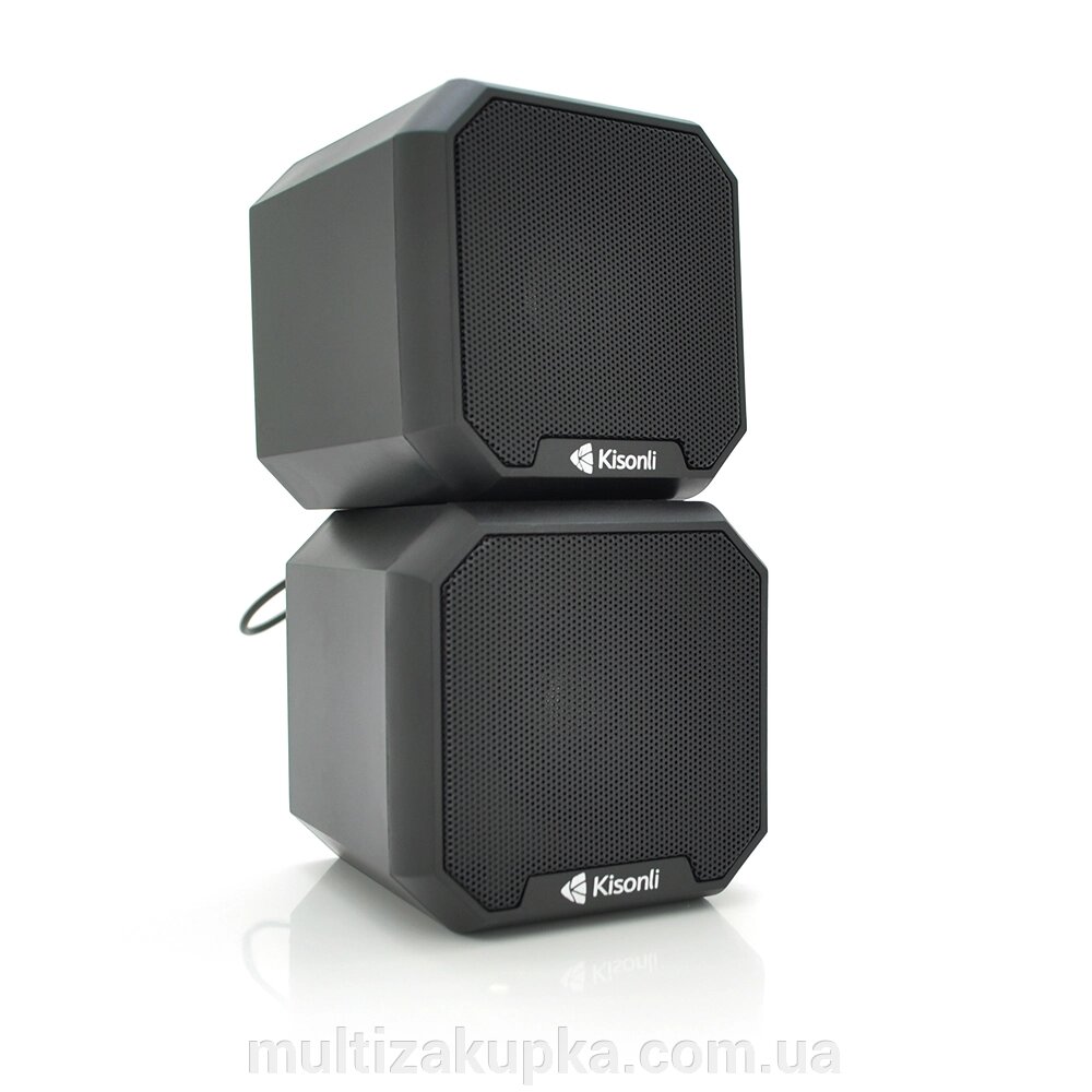 Колонки 2.0 Kisonli KS-02, для ПК і ноутбука, USB + 3.5mm, 2x3W, 20Hz- 20KHz, Black, BOX, Q50 від компанії Mультізакупка - фото 1