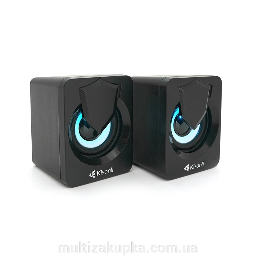 Колонки 2.0 Kisonli L-1030 для ПК та ноутбука, USB + 3.5mm, 2x3W, 20Hz-20KHz, 20X11X13mm, black від компанії Mультізакупка - фото 1