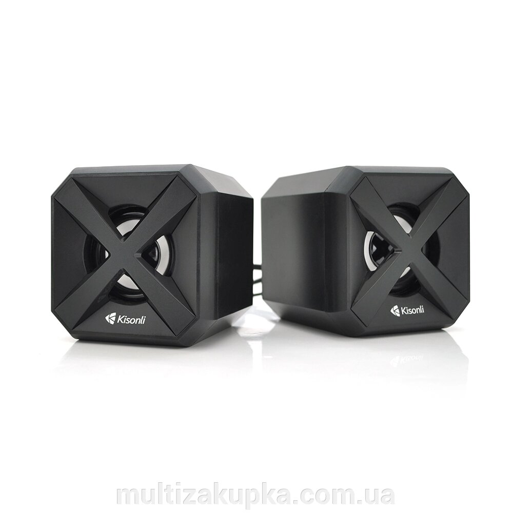 Колонки 2.0 Kisonli L-5050 для ПК і ноутбука, USB + 3.5mm, 2x3W, 20Hz- 20KHz, з підсвічуванням, Black, BOX, Q50 від компанії Mультізакупка - фото 1