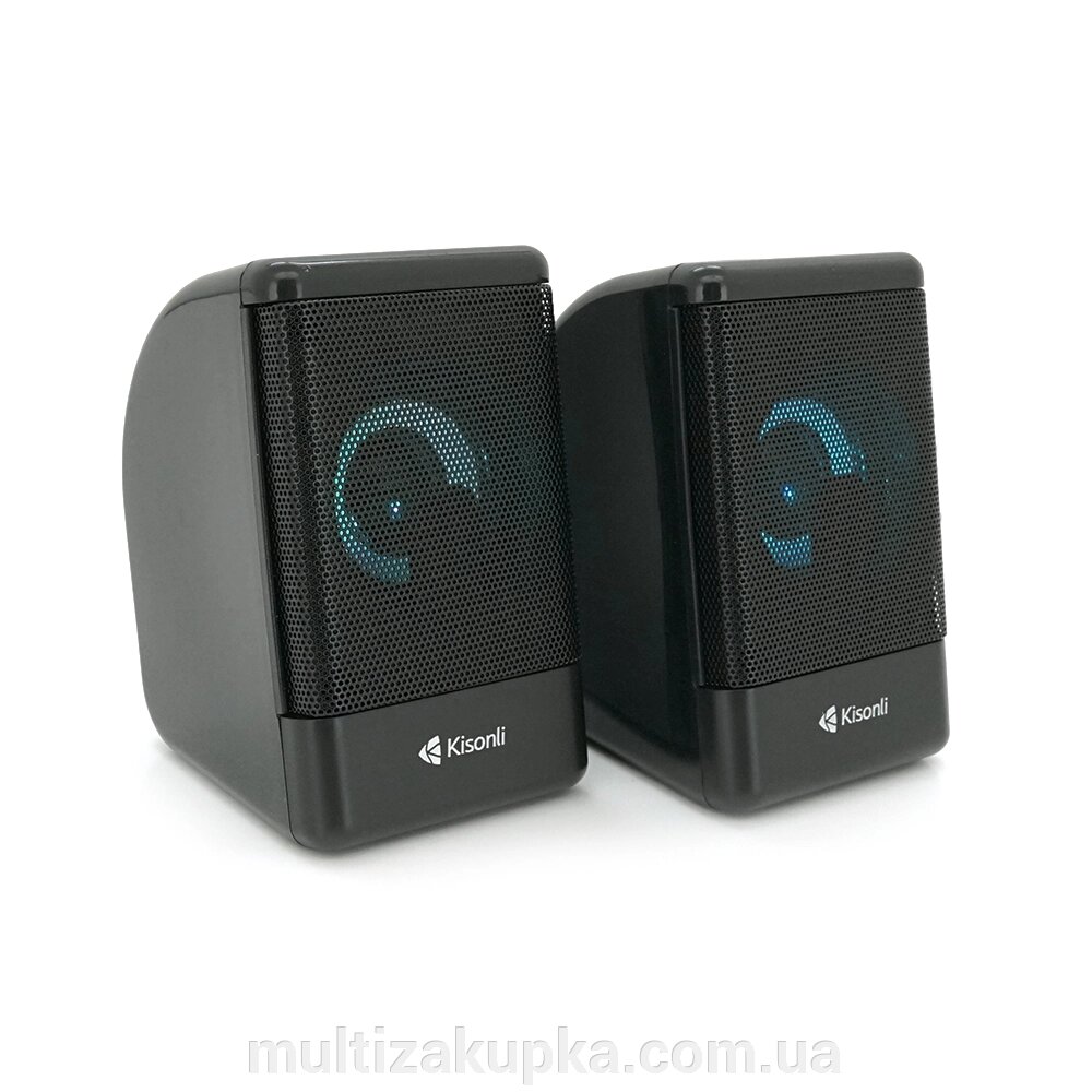 Колонки 2.0 Kisonli L-8080 для ПК та ноутбука, USB + 3.5mm, 2x3W, 20Hz-20KHz, 20X11X13mm, black від компанії Mультізакупка - фото 1