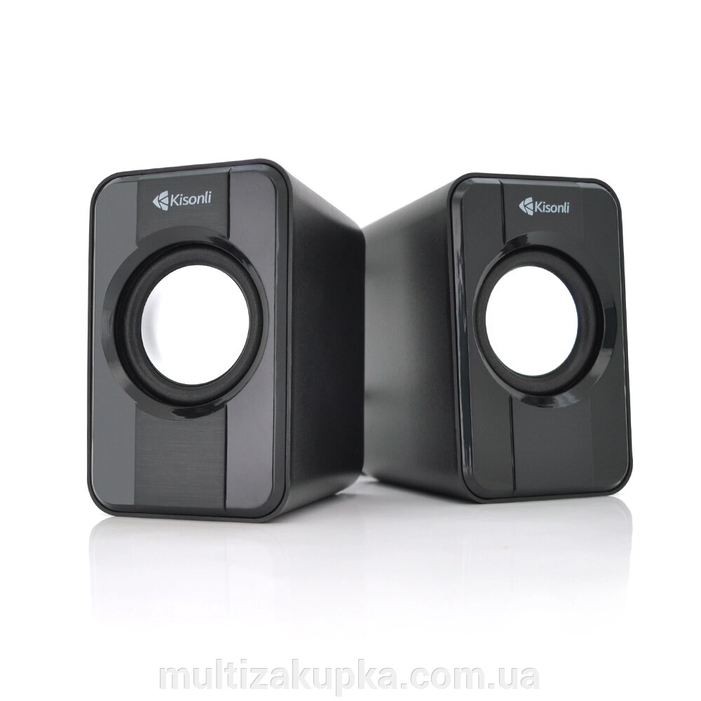 Колонки 2.0 Kisonli S-444 для ПК і ноутбука, USB + 3.5mm, 2x3W, 20Hz- 20KHz, Black, BOX, Q60 від компанії Mультізакупка - фото 1