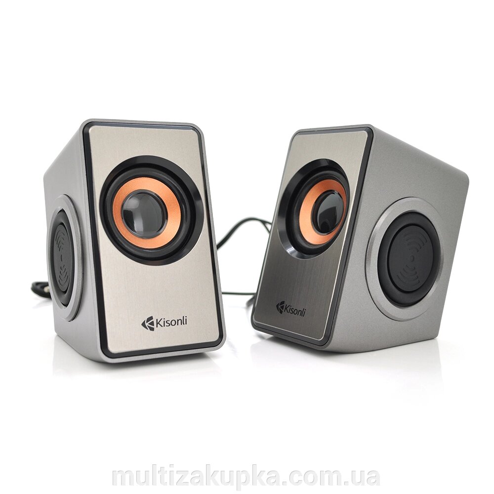 Колонки 2.0 Kisonli T-007 для ПК і ноутбука, USB + 3.5mm, 2x3W, 20Hz- 20KHz, Gray, BOX, Q40 від компанії Mультізакупка - фото 1