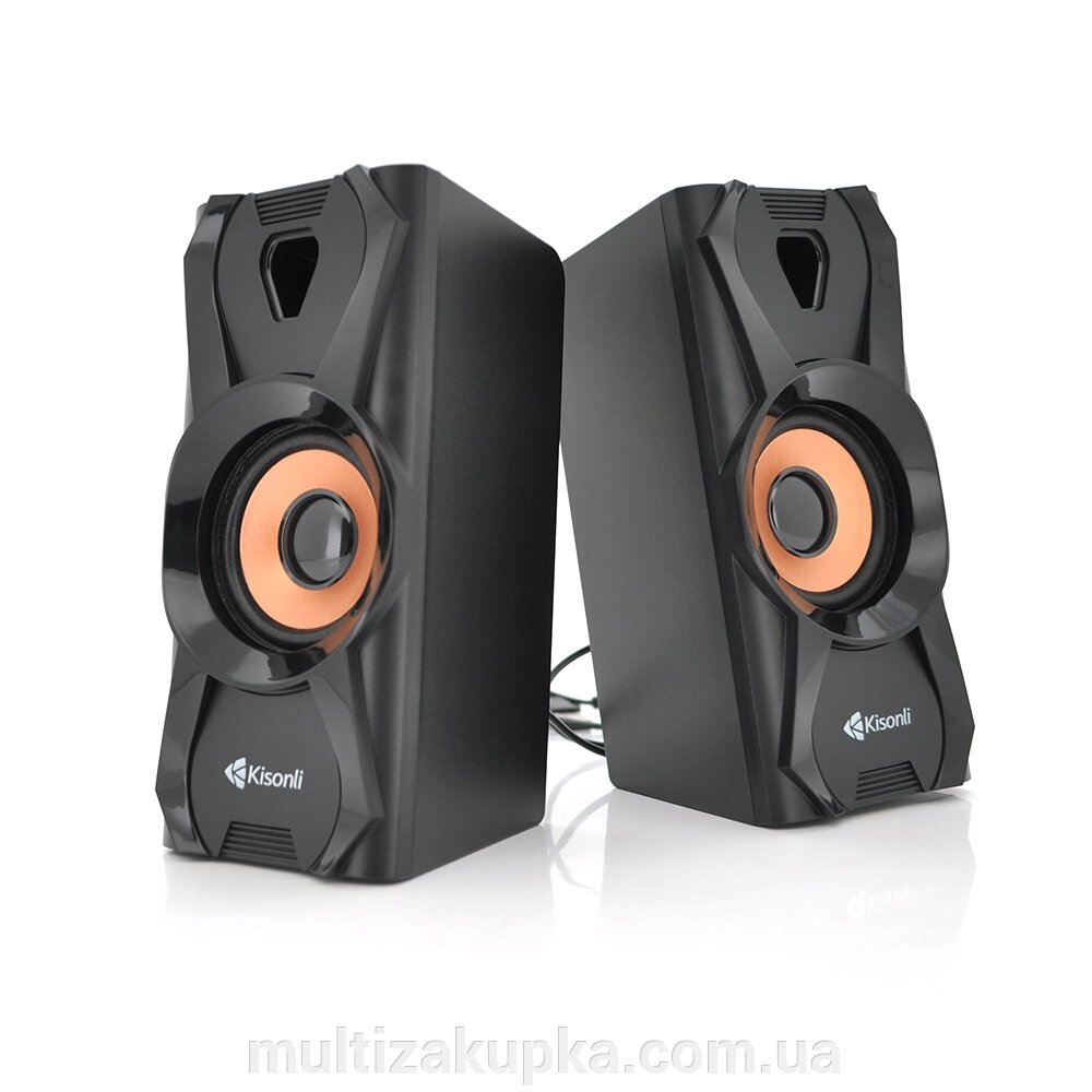 Колонки 2.0 Kisonli U-9003, для ПК і ноутбука, USB + 3.5mm, 2x3W, 20Hz- 20KHz, Black, BOX, Q40 від компанії Mультізакупка - фото 1