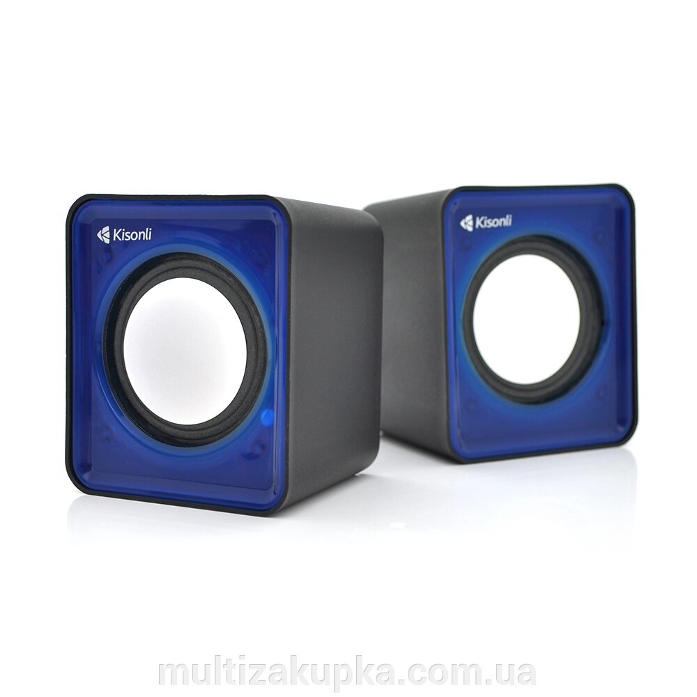 Колонки 2.0 Kisonli V310 для ПК і ноутбука, USB + 3.5mm, 2x3W, 20Hz- 20KHz, Blue, BOX, Q100 від компанії Mультізакупка - фото 1