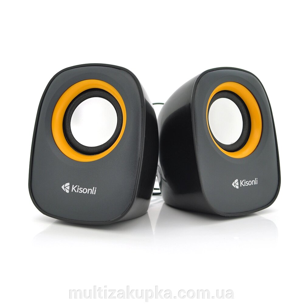 Колонки 2.0 Kisonli V360 для ПК і ноутбука, USB + 3.5mm, 2x1.5W, 20Hz- 20KHz, Orange, BOX, Q50 від компанії Mультізакупка - фото 1