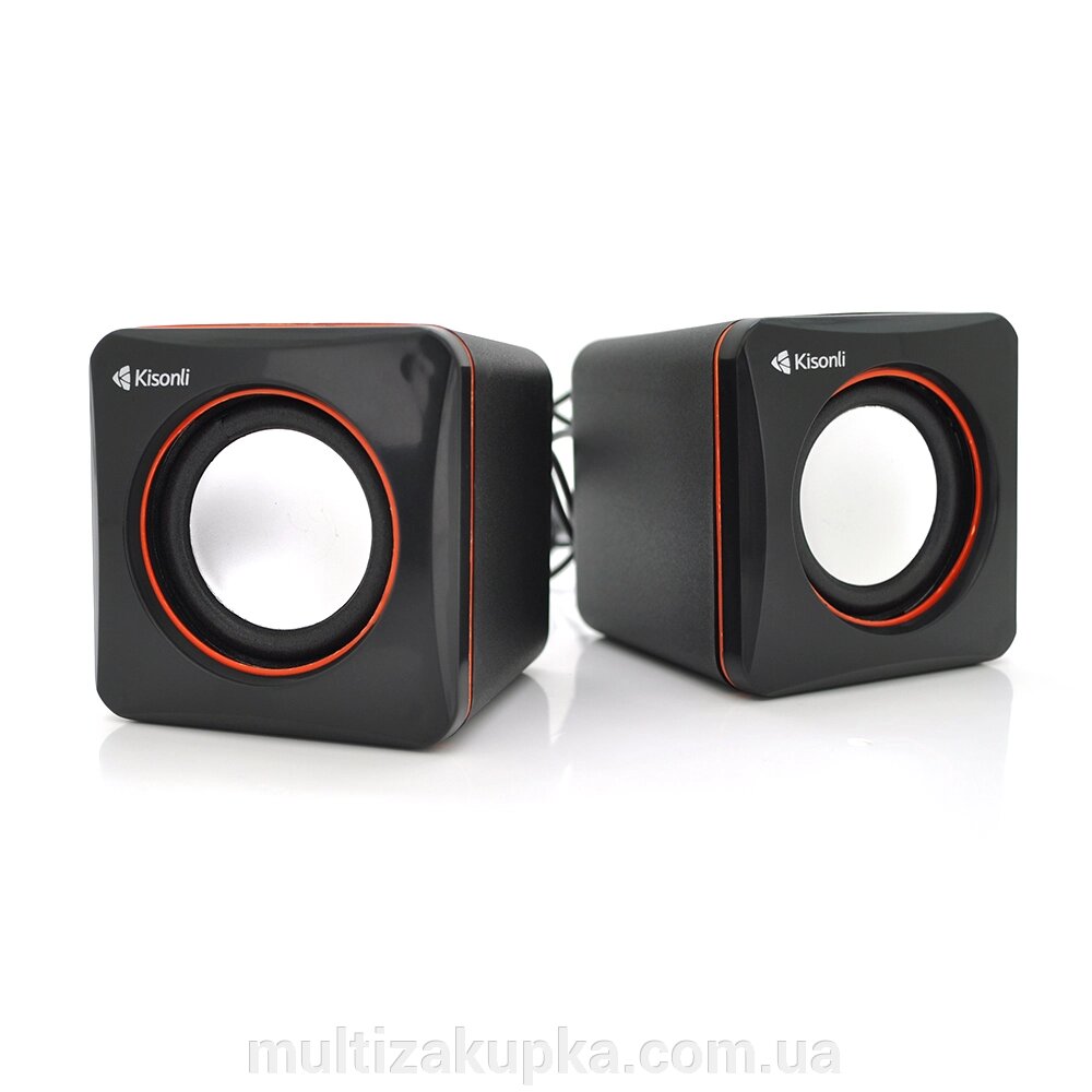 Колонки 2.0  Kisonli V400 для ПК і ноутбука, USB + 3.5mm, 2x1,5W, 20Hz- 20KHz, Black, BOX, Q80 від компанії Mультізакупка - фото 1