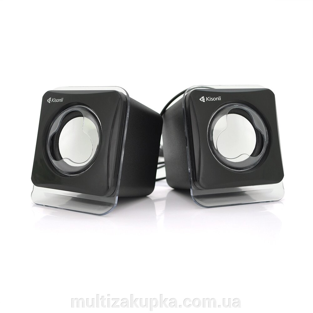 Колонки 2.0 Kisonli V410 для ПК і ноутбука, USB + 3.5mm, 2x1.5W, 20Hz- 20KHz, Black, BOX, Q80 від компанії Mультізакупка - фото 1