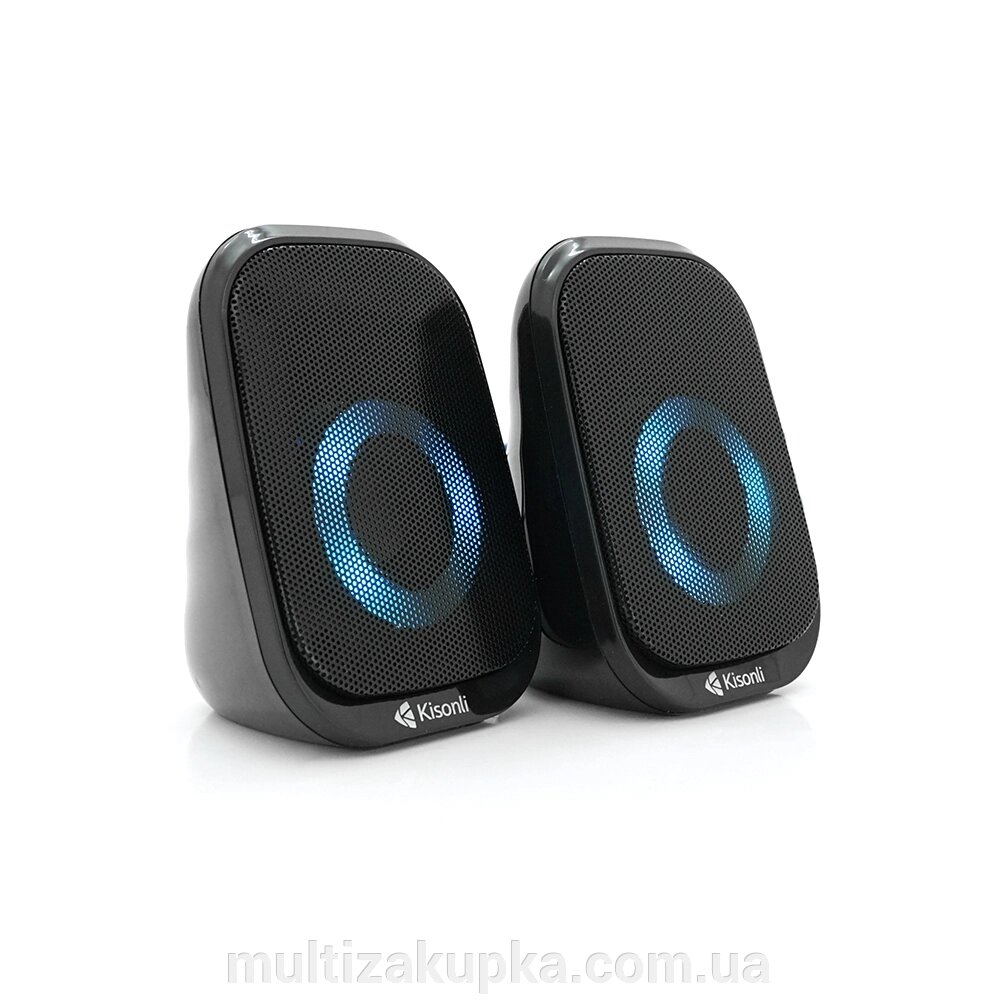 Колонки 2.0 Kisonli X7 для ПК та ноутбука, USB + 3.5mm, 2x3W, 20Hz-20KHz, Black від компанії Mультізакупка - фото 1