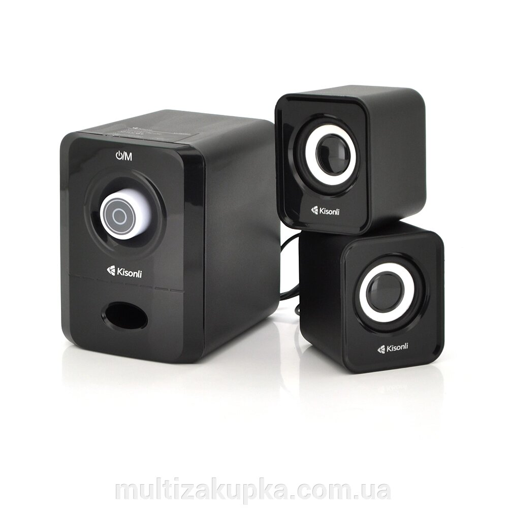 Колонки 2.1 Kisonli U-2900BT, для ПК і ноутбука, USB + 3.5mm, 5W + 2x3W, 20Hz- 20KHz, з сабвуфером, bluetooth, Black, від компанії Mультізакупка - фото 1