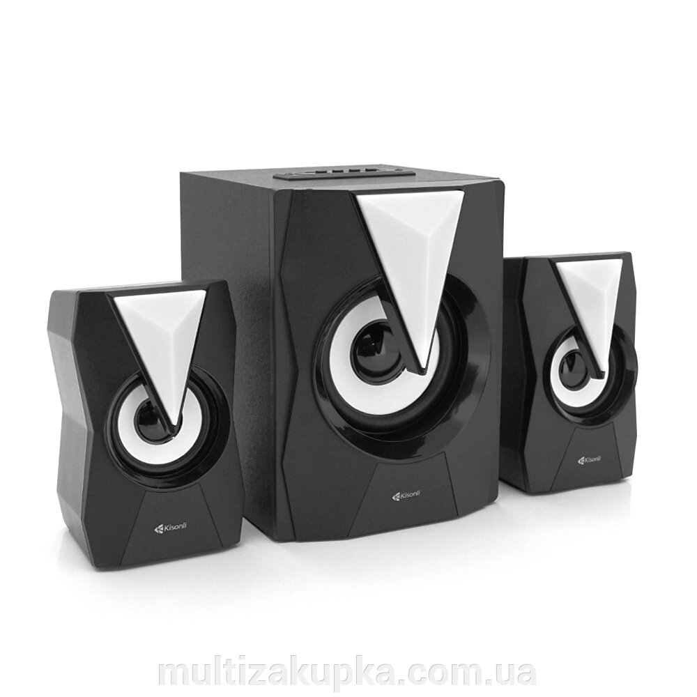 Колонки Kisonli TM-4000U, 5W+2x3W, USB/TF/BT/FM/AUX/LED light, із сабвуфером, DC: 5V, Black, BOX, Q8 від компанії Mультізакупка - фото 1