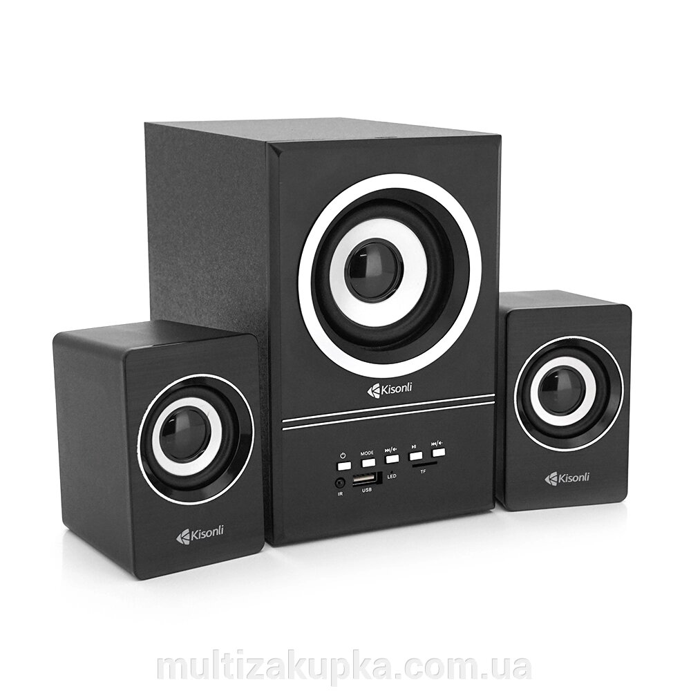 Колонки Kisonli U-2700BT, 5W+2x3W, USB/TF/BT/FM/AUX, з сабвуфером, DC: 5V, Black, BOX, Q16 від компанії Mультізакупка - фото 1