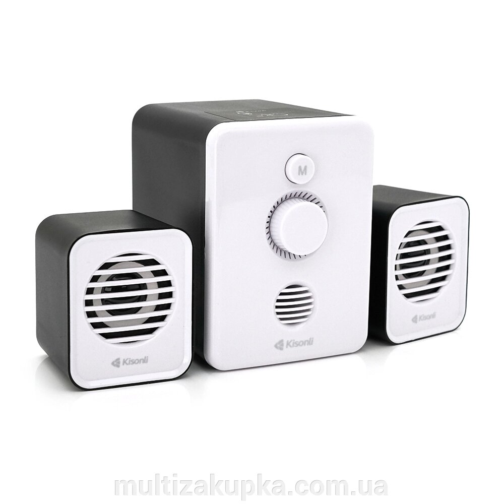 Колонки Kisonli U-3000BT, 5W+2x3W, USB/TF/BT/FM/AUX, з сабвуфером, DC: 5V, White, BOX, Q40 від компанії Mультізакупка - фото 1