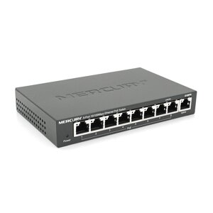 Комутатор POE 48V Mercury S109PS 8 портів POE + 1 порт Ethernet (Uplink) 10/100 Мбіт / сек, БП в комплекті, BOX Q200