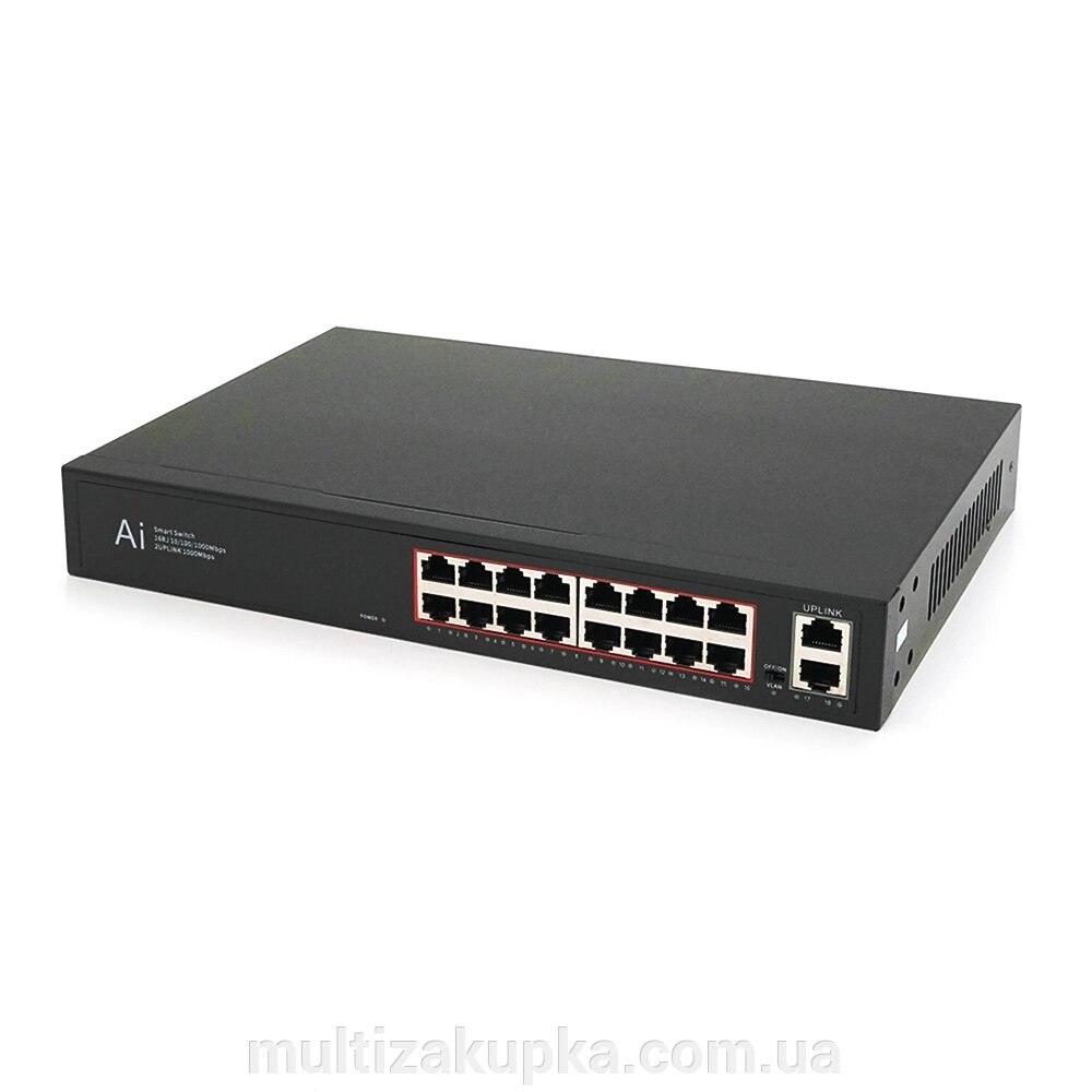 Комутатор Merlion MG1018 18 портів Ethernet 10/100/1000 Мбіт/сек. метал AC220V. від компанії Mультізакупка - фото 1