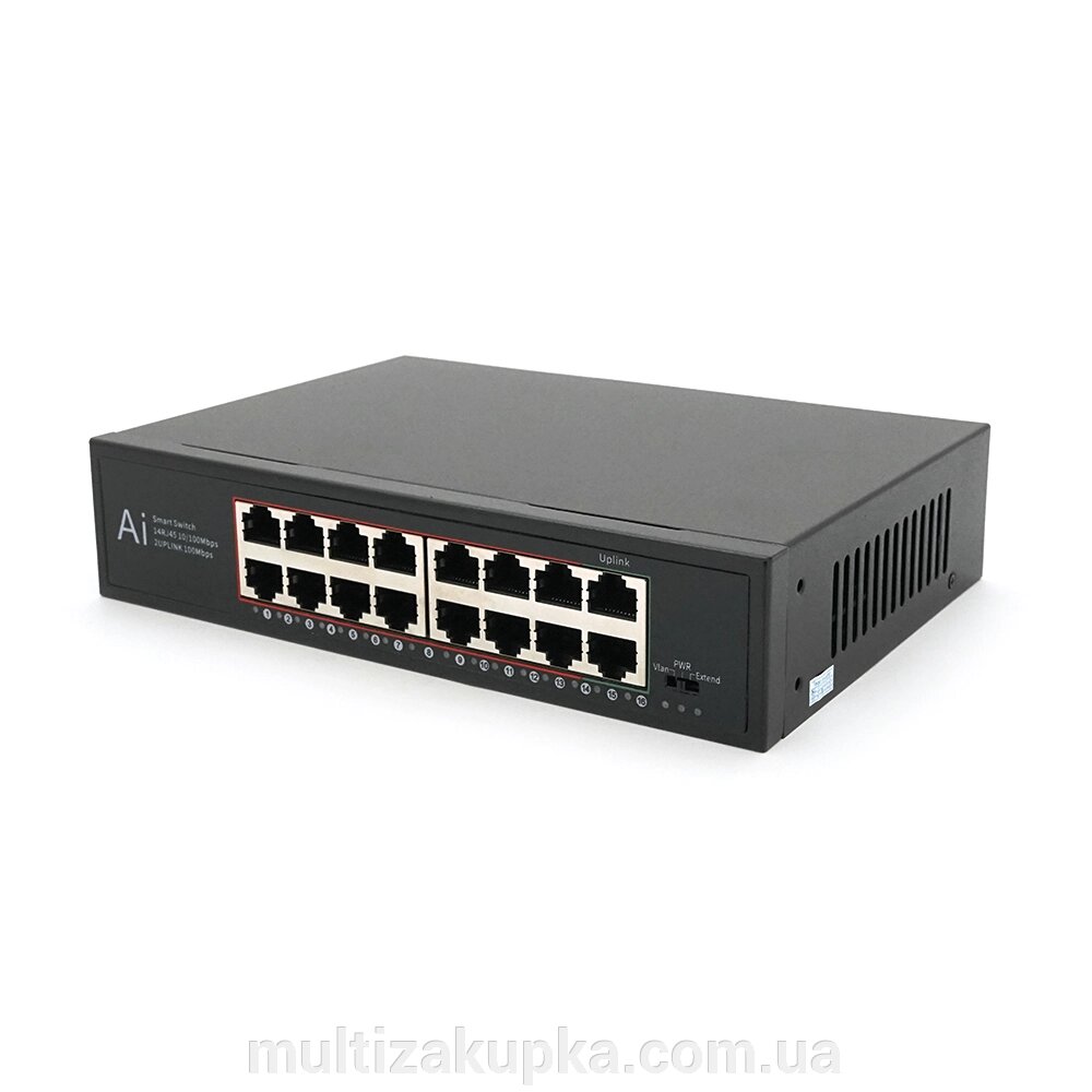 Комутатор Merlion MS1016 16 портів Ethernet 10/100 Мбіт/сек. метал AC220V. від компанії Mультізакупка - фото 1