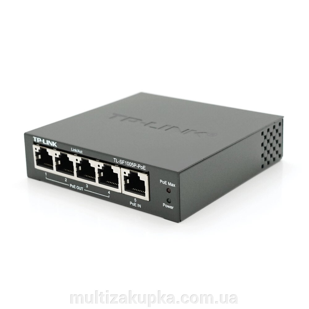 Комутатор POE 48V 4 порти POE + 1 Uplink POE IN , 48-52 V корпус-метал, Black, живлення від POE комутатора/інжектора! від компанії Mультізакупка - фото 1