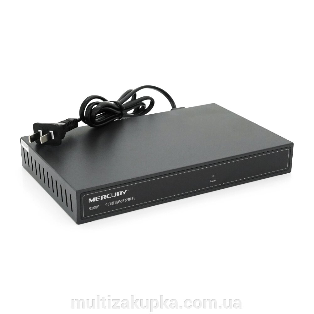 Комутатор POE 48V Mercury S109P 8 портів POE + 1 порт Ethernet (Uplink) 10/100 Мбіт/сек, БП в комплекті, BOX Q200 від компанії Mультізакупка - фото 1