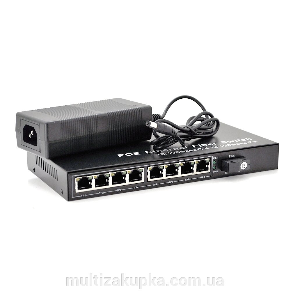 Комутатор POE із вбудованим SFP (B) 48V-57V, 8 портів PoE + 1 порт Ethernet FX 155 Мбіт/с (UP-Link) SC/FC/ST 1550nm, від компанії Mультізакупка - фото 1