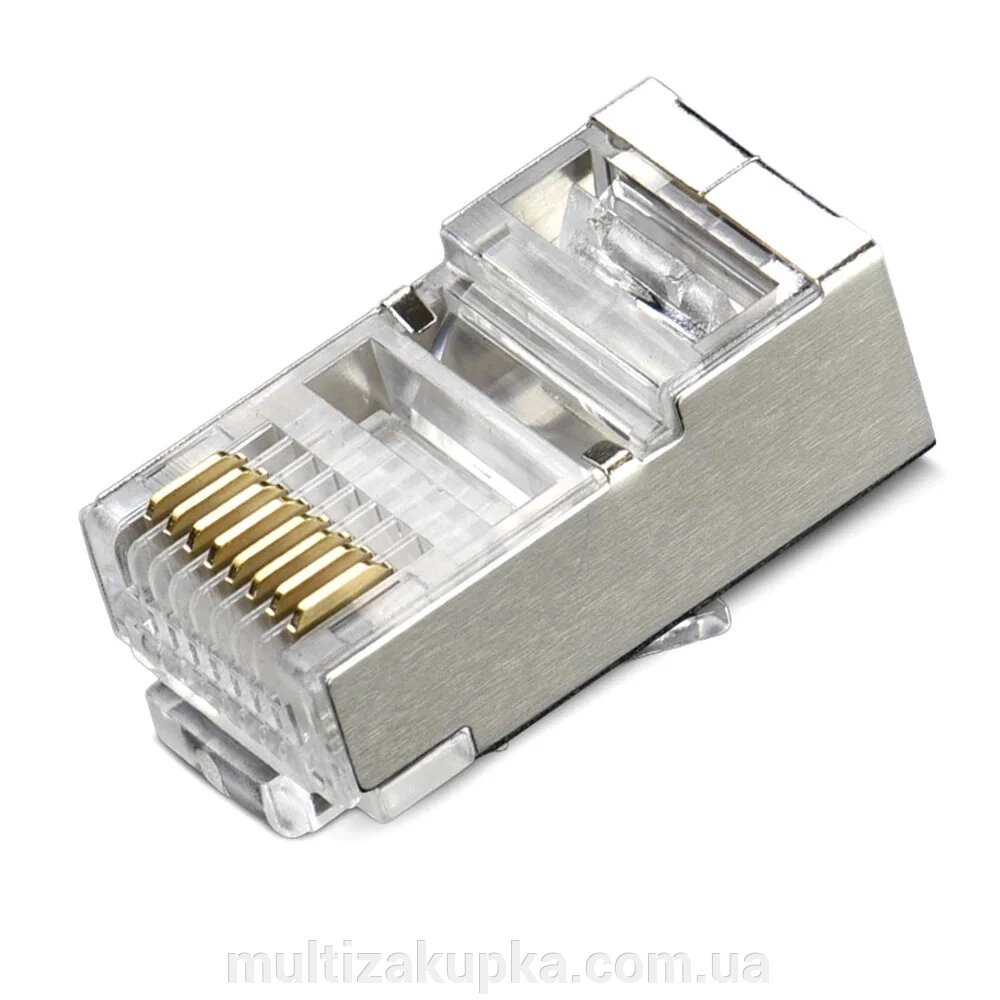 Конектор Merlion RJ-45 8P8C FTP Cat-6 (100 шт/уп.) екранований  (позолочені) від компанії Mультізакупка - фото 1