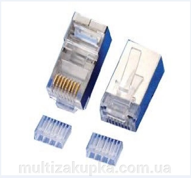 Конектор Merlion RJ-45 8P8C FTP Cat-6 (50 шт/уп.) екранований, подвійний (позолочені) від компанії Mультізакупка - фото 1