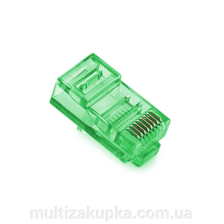 Конектор Merlion RJ-45 8P8C UTP Cat-5 (100 шт / уп.) Q100 Green від компанії Mультізакупка - фото 1