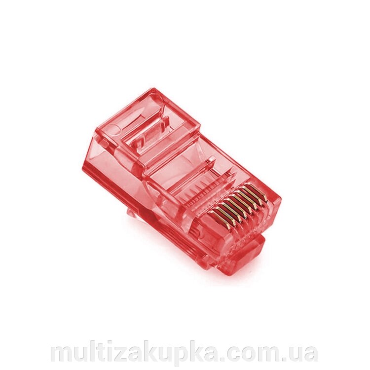 Конектор Merlion RJ-45 8P8C UTP Cat-5 (100 шт / уп.) Q100 Red від компанії Mультізакупка - фото 1