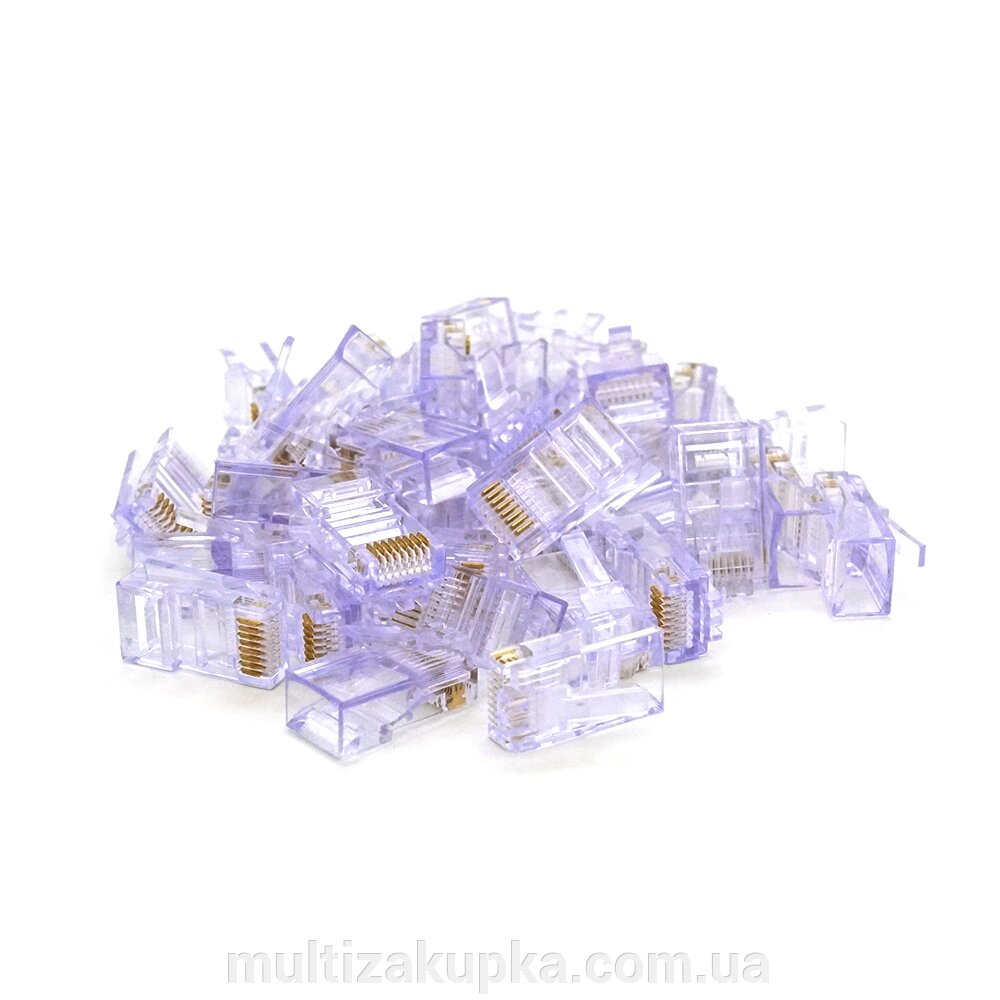 Конектор Ritar RJ-45 8P8C UTP Cat-5 (100 шт/уп.) Q100 Transparent purple від компанії Mультізакупка - фото 1