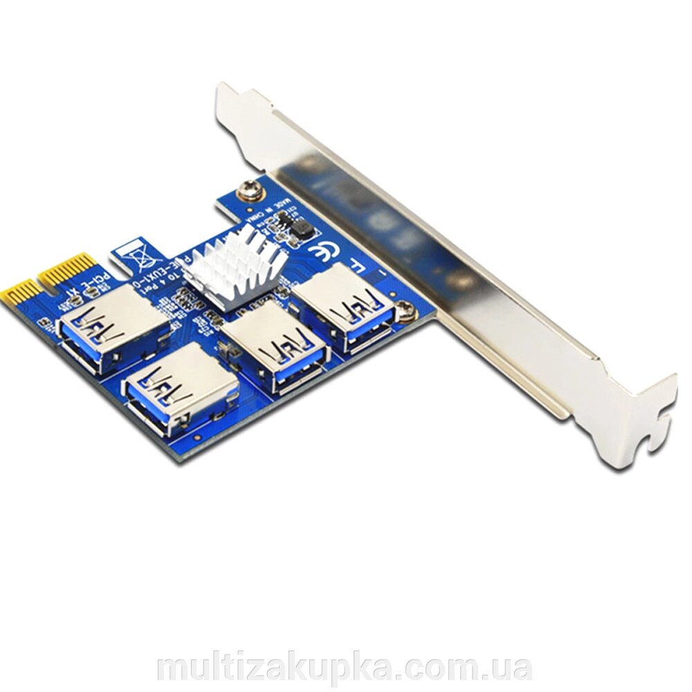 Контролер PCI-Е => USB 3.0, 4 порту, 5Gbps, OEM від компанії Mультізакупка - фото 1