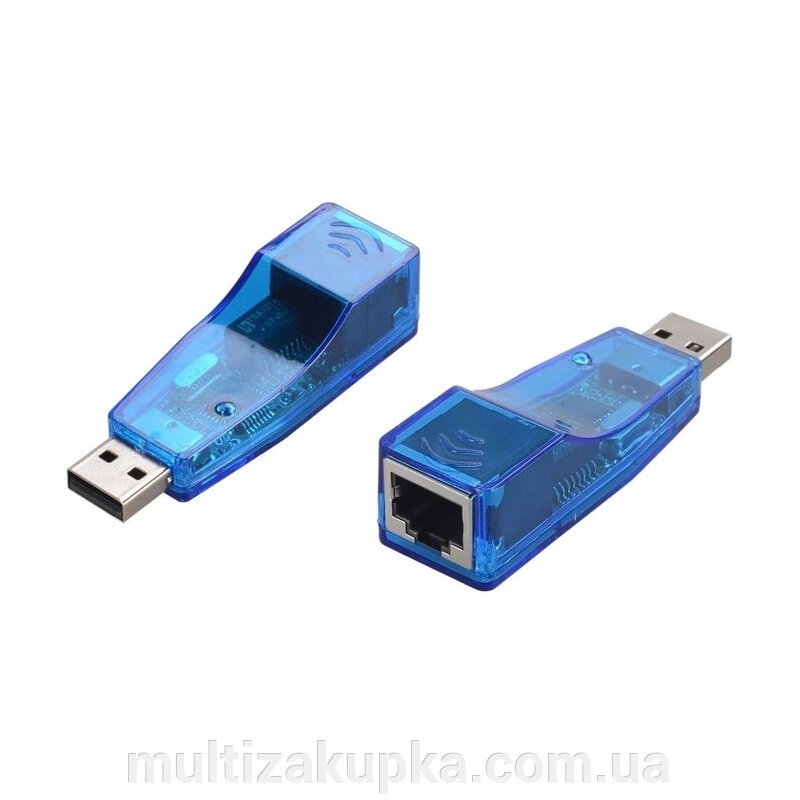 Контролер USB 2.0 to Ethernet - Мережевий адаптер 10/100Mbps, Blue, BOX від компанії Mультізакупка - фото 1