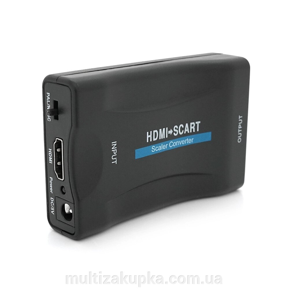 Конвертер HDMI (тато) на SCART (мама), 5V/2A + перехідник, Black, Box, Q250 від компанії Mультізакупка - фото 1