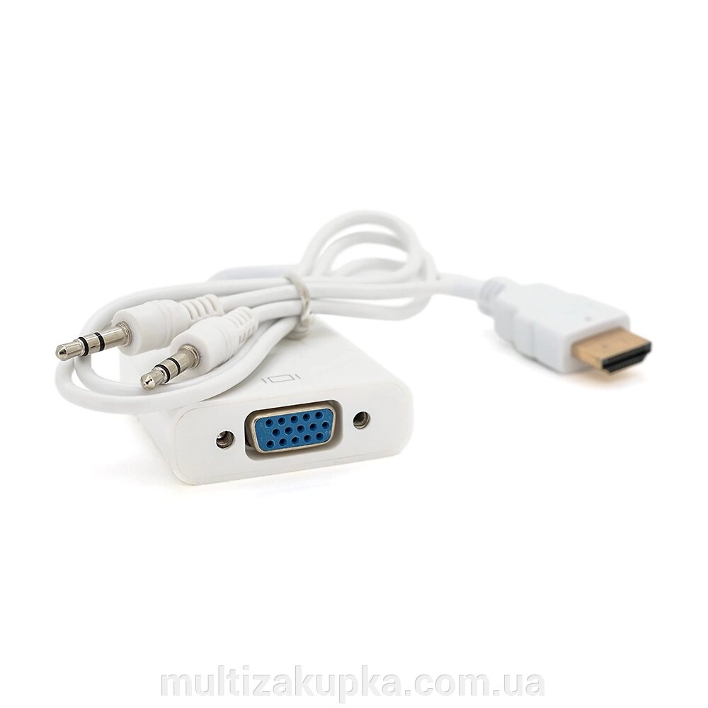 Конвертер HDMI ( тато ) на VGA ( мама ) 10cm, White, 4K/2K, Пакет + AUDIO Q250 від компанії Mультізакупка - фото 1