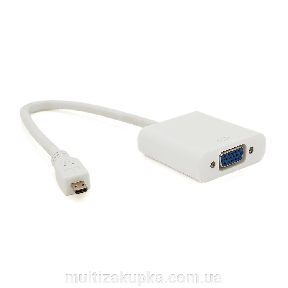 Конвертер micro HDMI ( тато ) на VGA ( мама ) 30cm, White, 4K/2K, Пакет від компанії Mультізакупка - фото 1