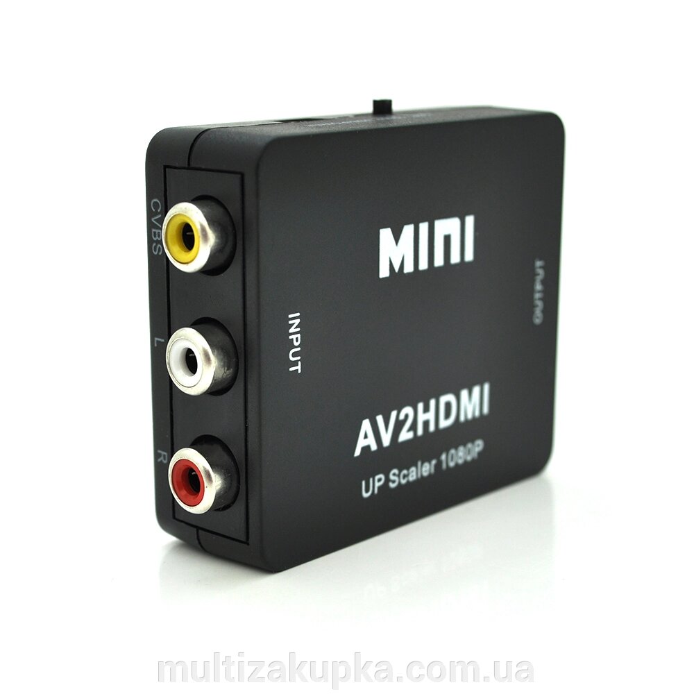 Конвертер Mini, AV to HDMI, ВХІД 3RCA (мама) на ВИХІД HDMI (мама), 720P/1080P, Black, BOX від компанії Mультізакупка - фото 1