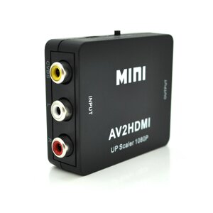 Конвертер mini, AV to HDMI, вхід 3RCA (мама) на вихід HDMI (мама), 720P/1080P, black, BOX