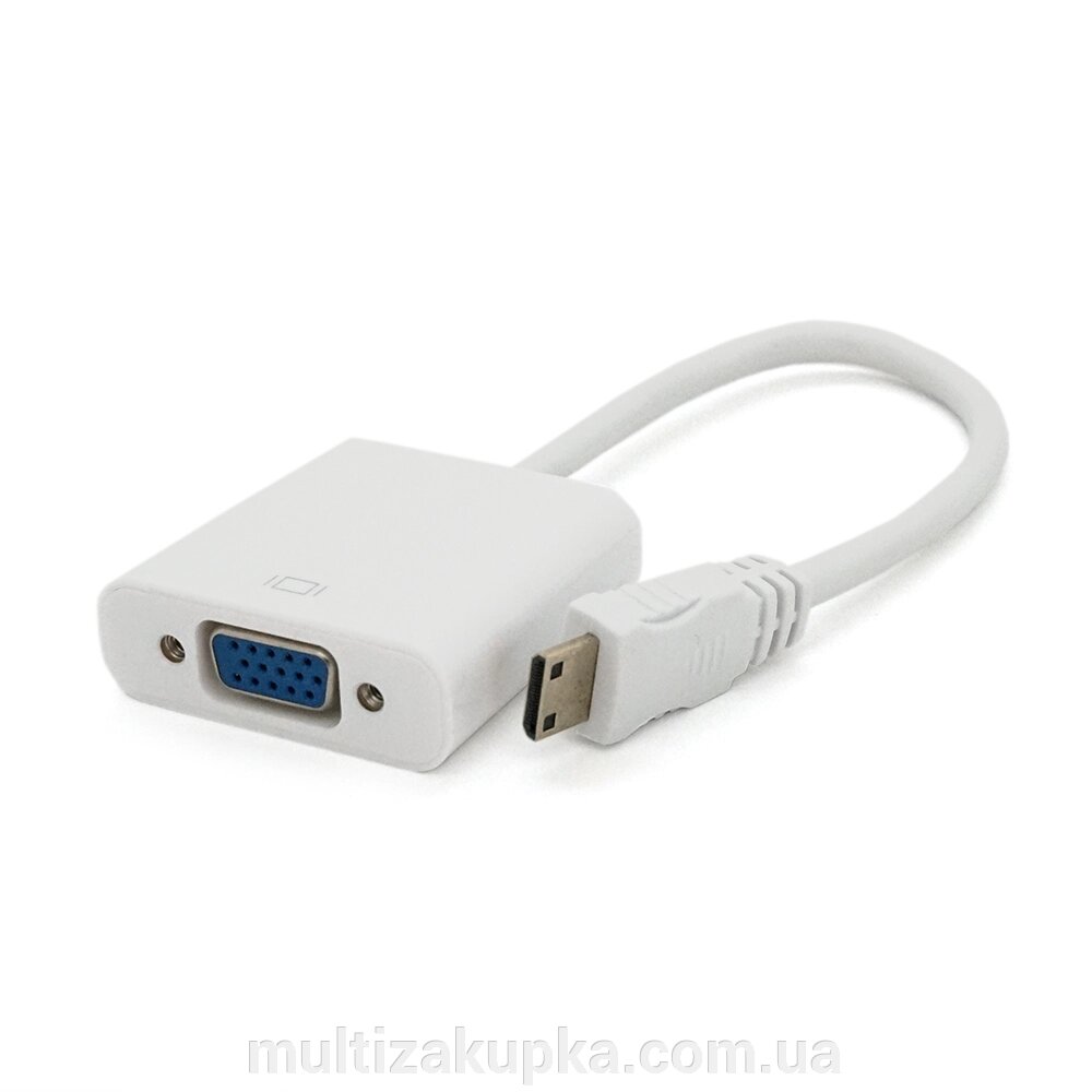 Конвертер mini HDMI ( тато ) на VGA ( мама ) 30cm, White, 4K/2K, Пакет від компанії Mультізакупка - фото 1