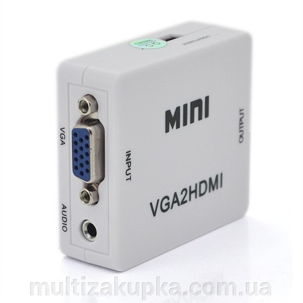 Конвертер Mini, VGA2HDMI, ВИХІД HDMI (мама), на ВХІД VGA (мама) 720P / 1080P, White, BOX від компанії Mультізакупка - фото 1