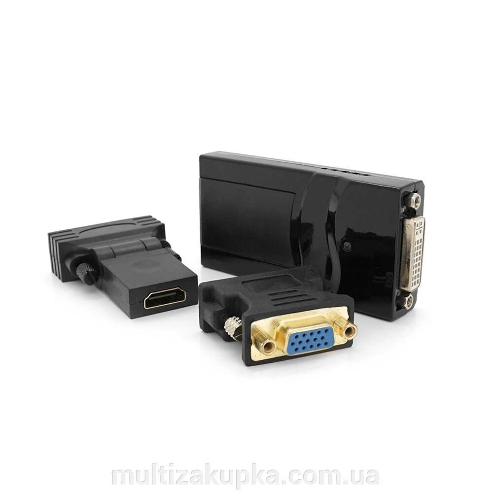 Конвертер USB 2.0 to HDMI / VGA / DVI, Black, Box від компанії Mультізакупка - фото 1