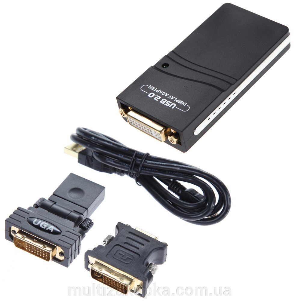 Конвертер USB 2.0 to HDMI / VGA / DVI, Black, Box від компанії Mультізакупка - фото 1