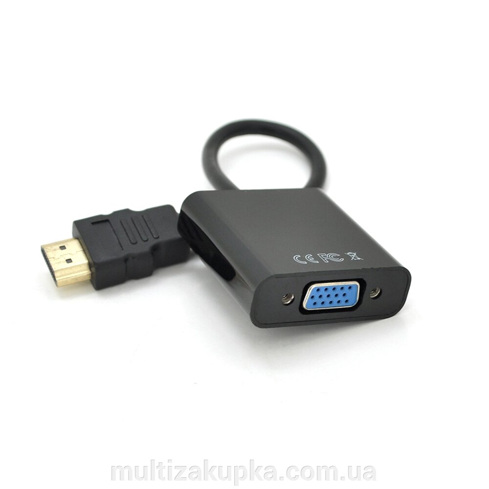 Конвертер VEGGIEG H-V1B HDMI ( тато ) на VGA ( мама ) 25cm, Black, Пакет від компанії Mультізакупка - фото 1