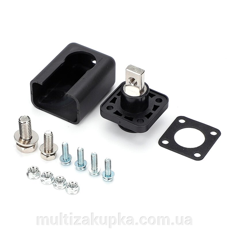 Корпусна прохідна клема 150A-A, М8-M6, 150A, 600V, 0,6 мОм, мідь, IP54, Black від компанії Mультізакупка - фото 1